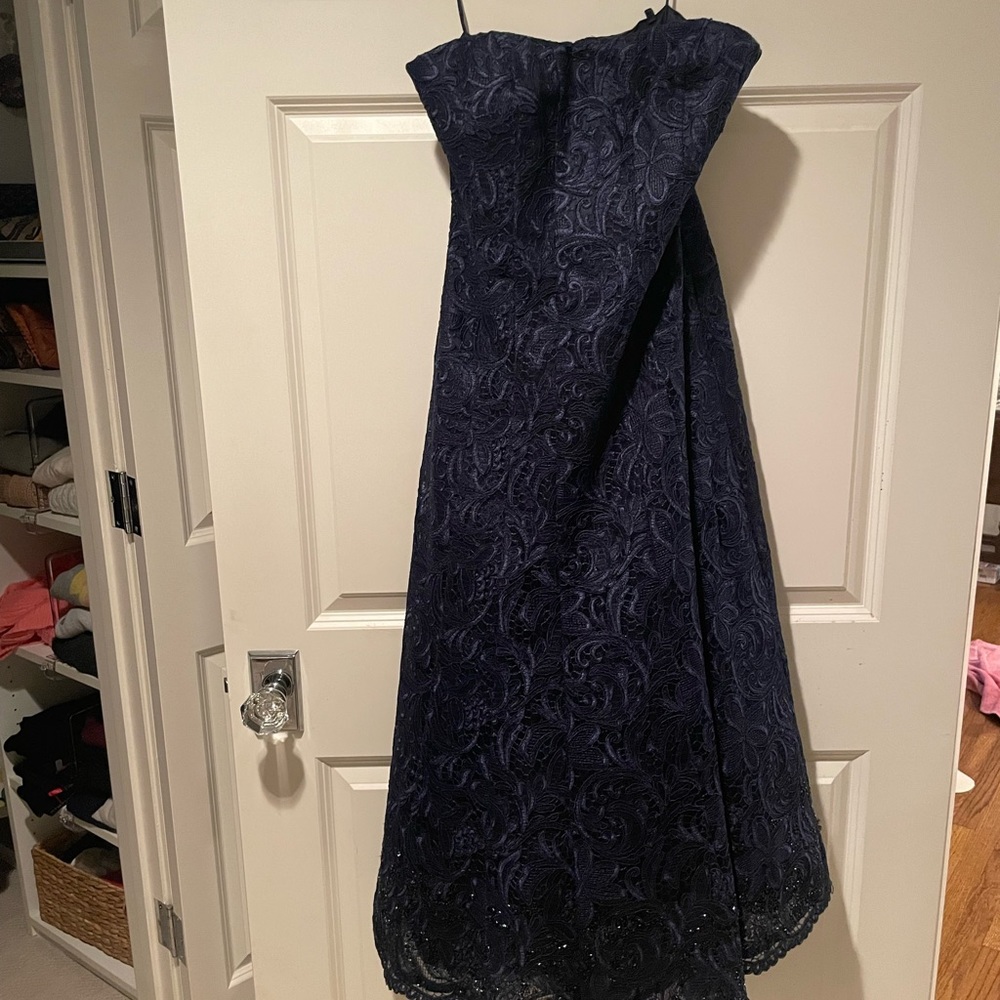 Kay Unger - Navy Beaded Lace - Strapless Midi